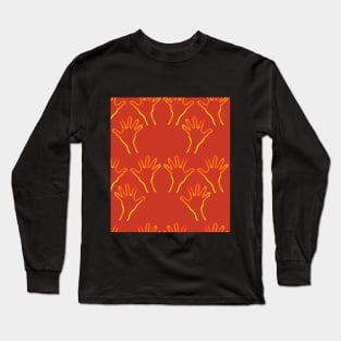 Cave Hands Anew Yellow-Red on Orange-Red 5748 Long Sleeve T-Shirt